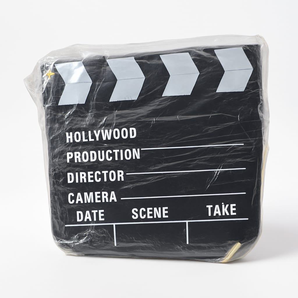 Hollywood Style Clapperboard with megaphone Movie Slate
