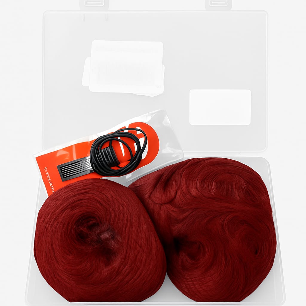 Red Hair buns Set with Hair Ties