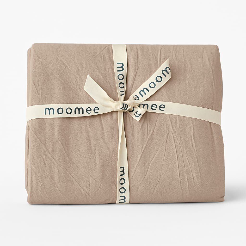 MOOMEE Flat Sheet and 2 pillow cases  100% Washed Cotton Linen-Like Queen Relaxed Linen-like Texture. Soft, Breathable & Long-lasting Comfor