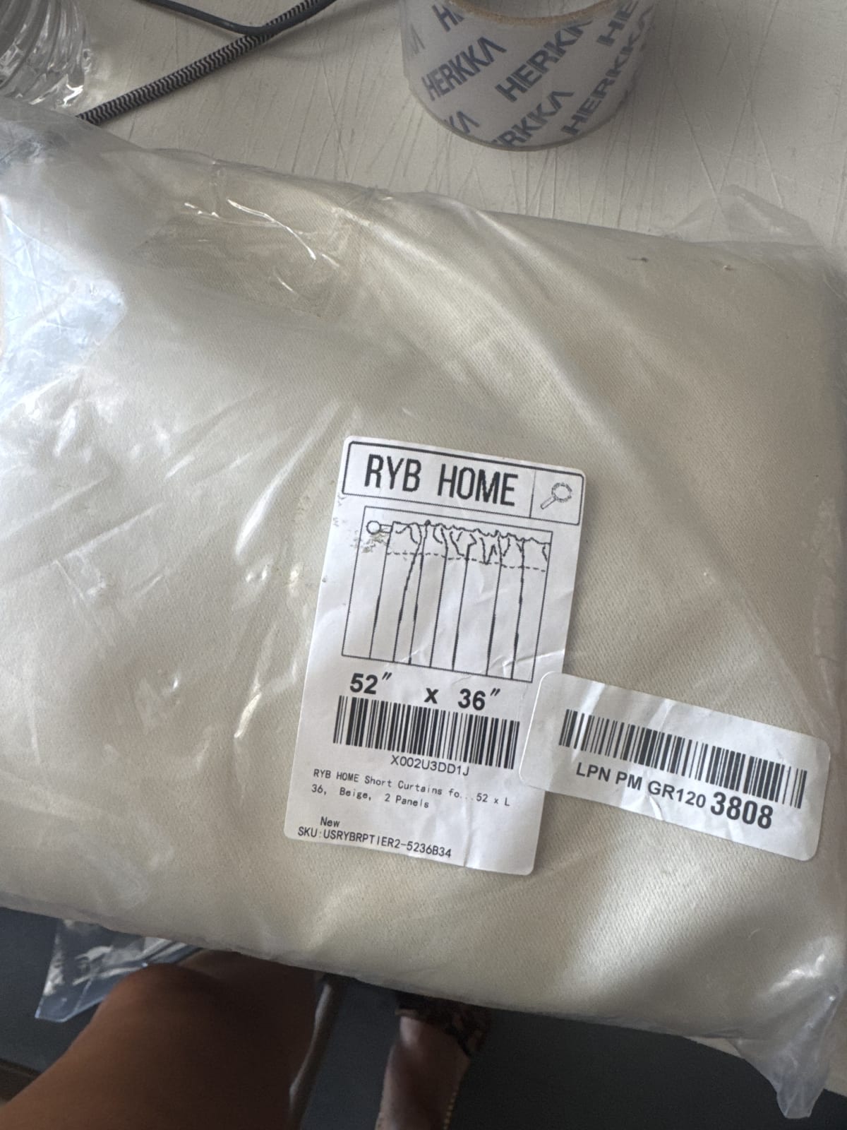 RYB HOME Beige Short Curtains - 52" x 36" - 2 Panels