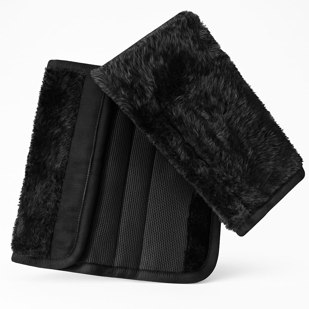Black Plush Seatbelt Shoulder Covers