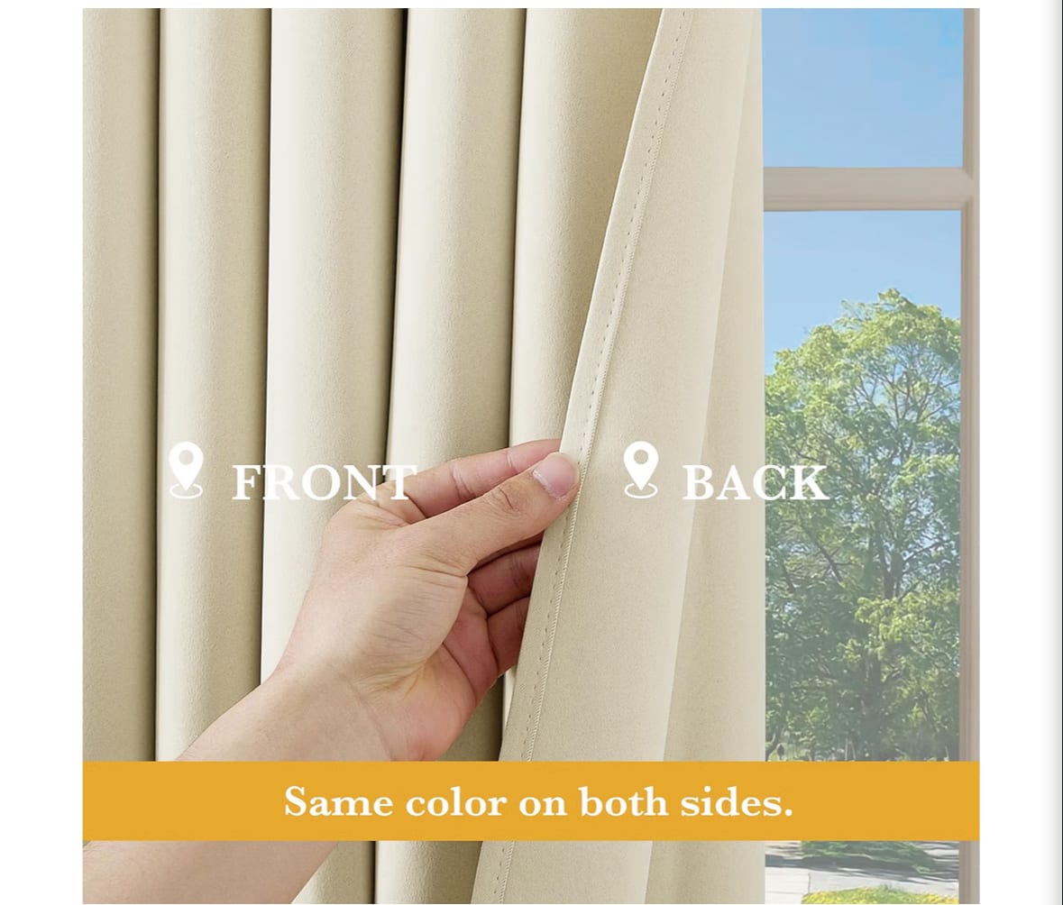 RYB HOME Beige Short Curtains - 52" x 36" - 2 Panels