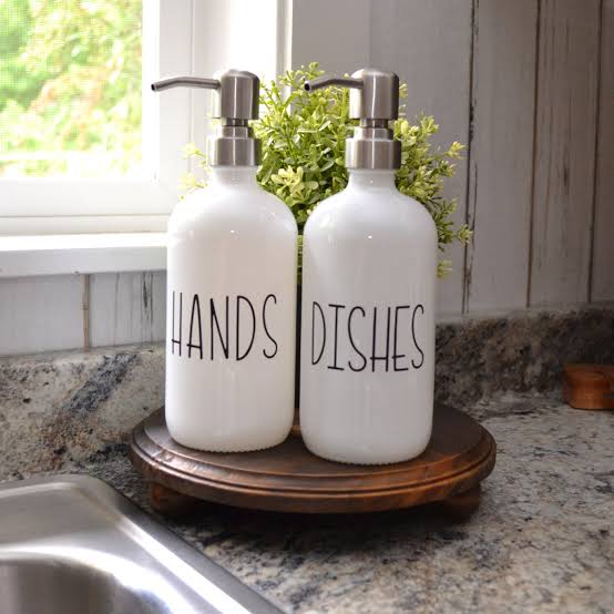 Stylish White Soap Dispenser Set - Dishes & Hands