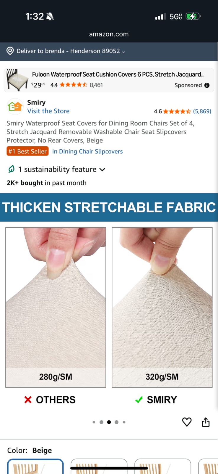 Smiry Waterproof Seat Covers for Dining Room Chairs Set of 2, Stretch Jacquard Removable Washable Chair Seat Slipcovers Protector, No Rear C