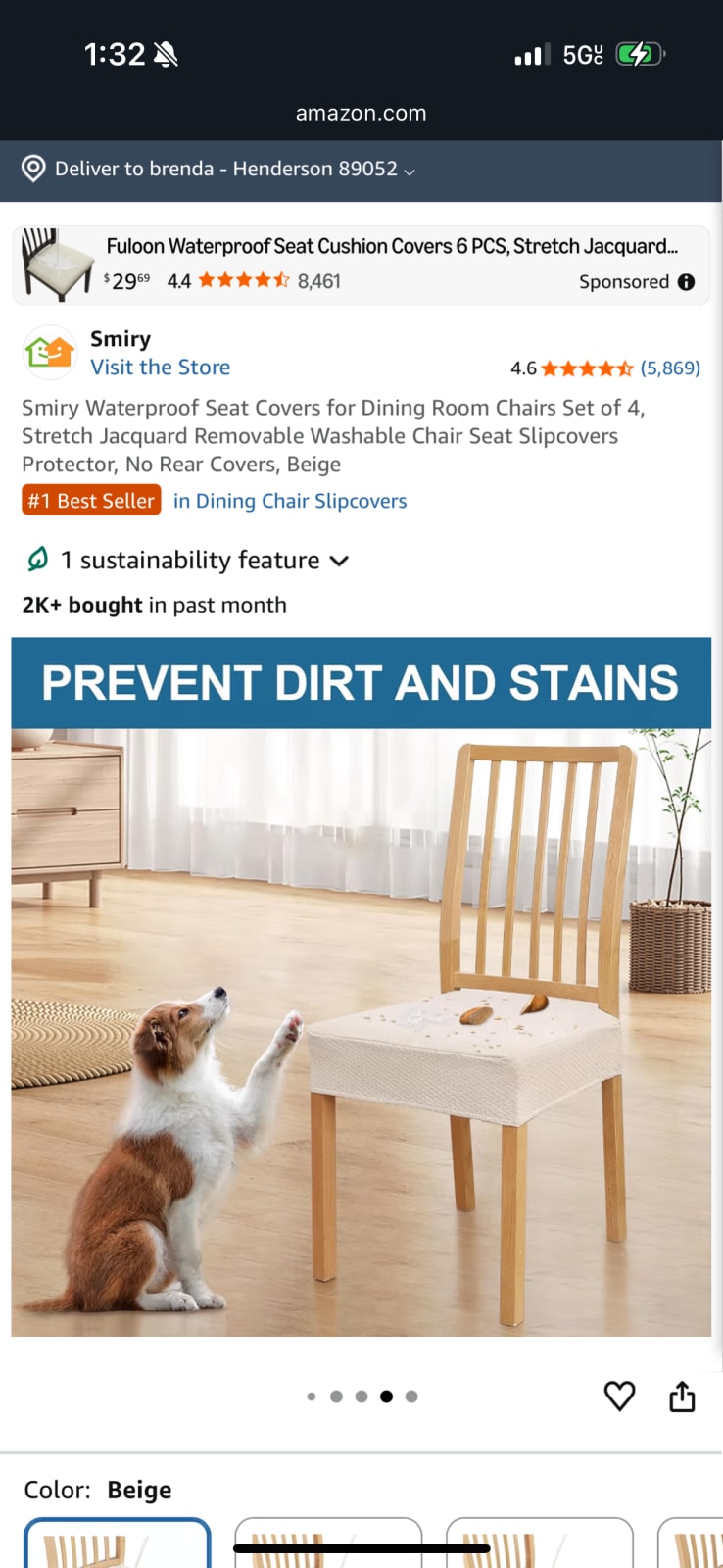 Smiry Waterproof Seat Covers for Dining Room Chairs Set of 2, Stretch Jacquard Removable Washable Chair Seat Slipcovers Protector, No Rear C