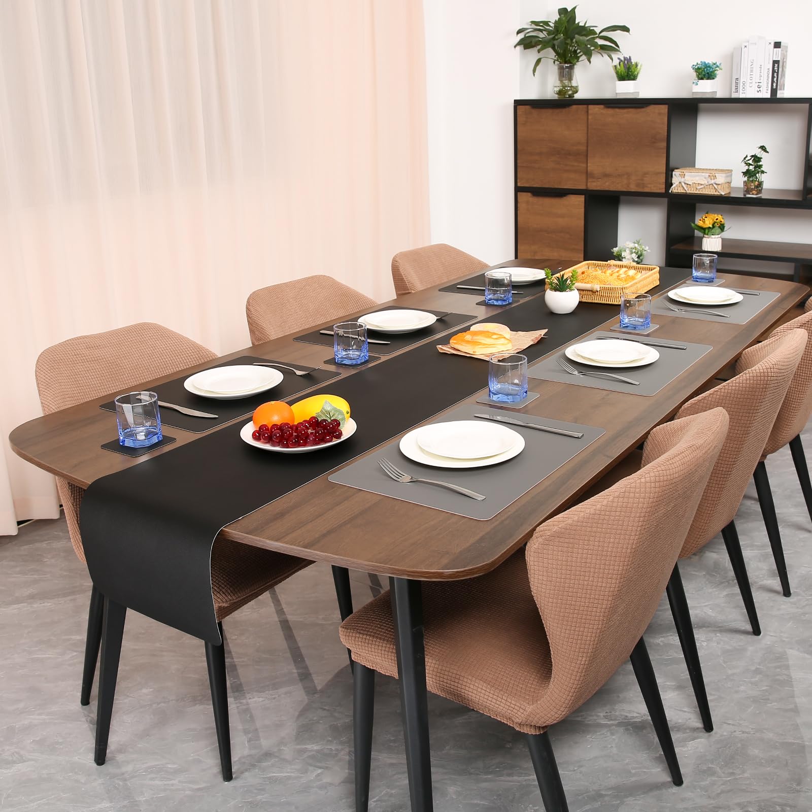 Myir JUN Table Runner, Vinyl Table Runner Indoor 72 Inch Long Arbitrarily Cropped Runner for Table Heatproof for Home Party