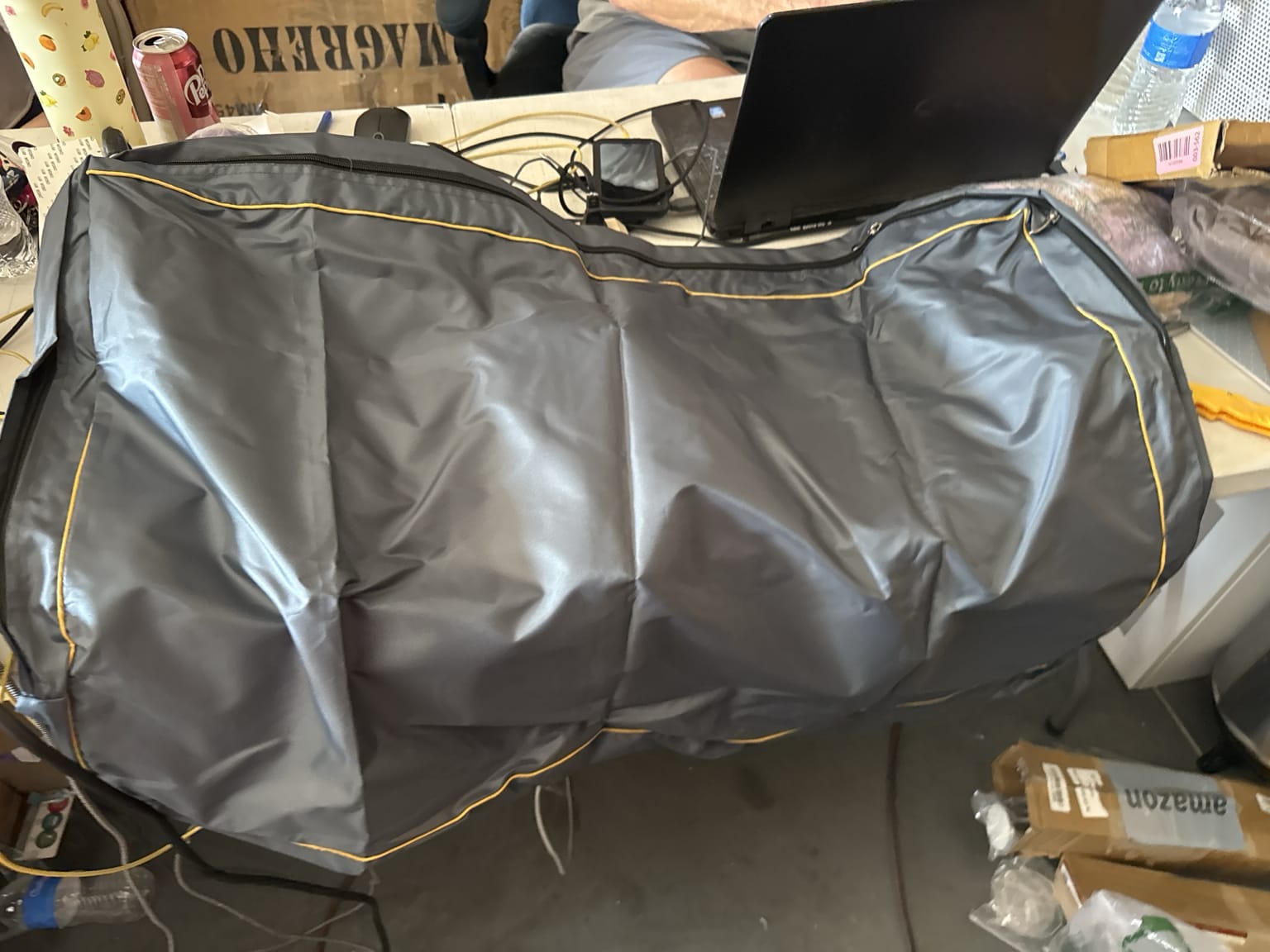Large Waterproof PVC Storage & Carry Bag with Full-Length Zipper – 37” x 21” Gray