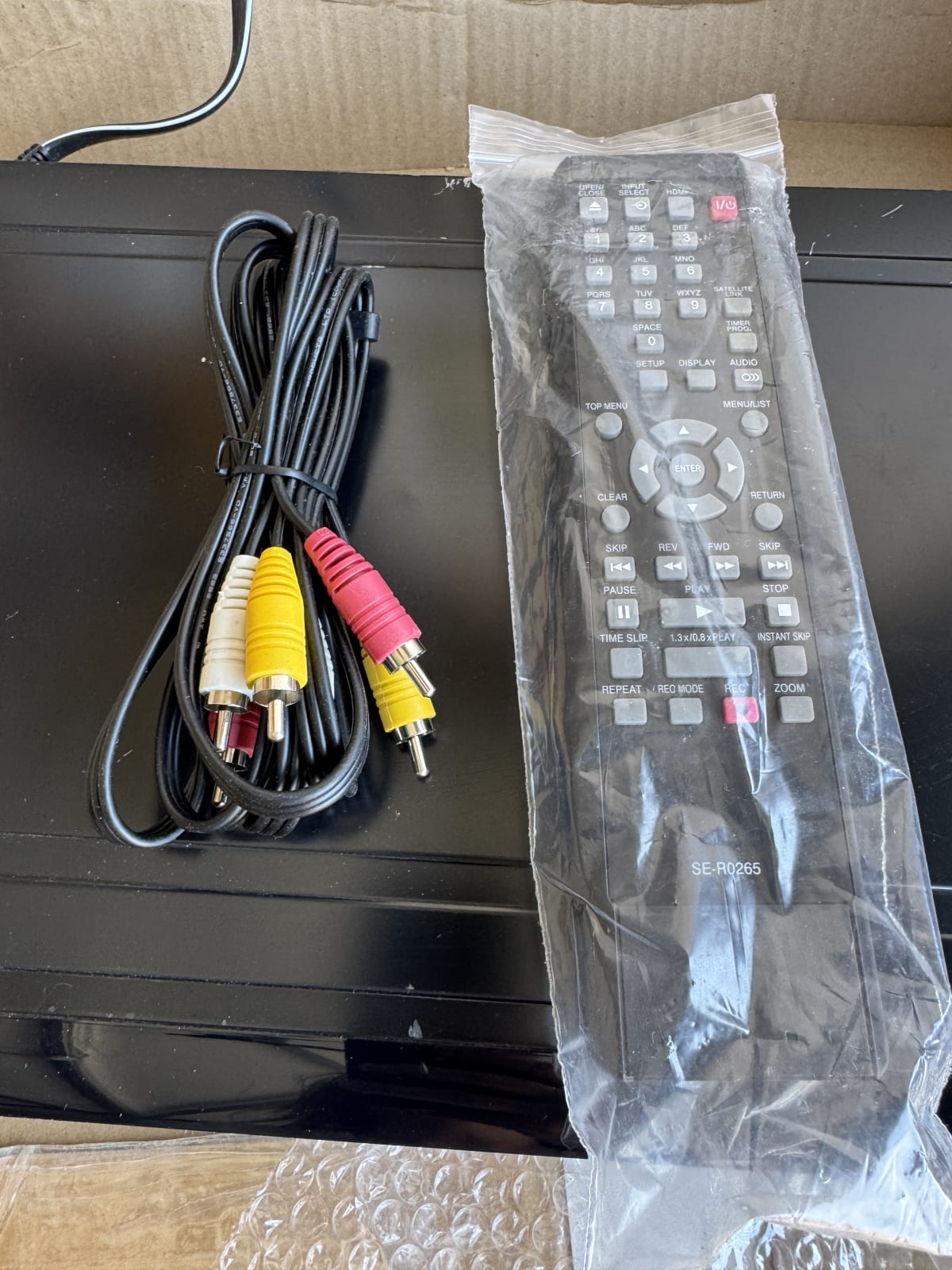 New open box Toshiba DR570 HDMI DVD Recorder w/ Remote & RCA Cable – Powers On