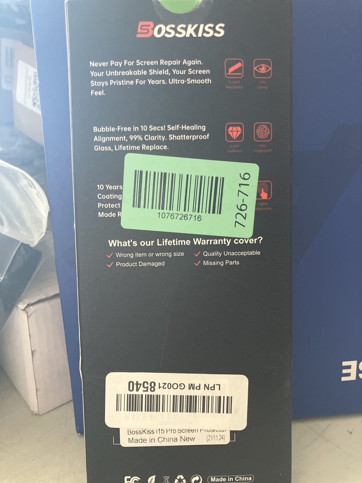 BossKiss i15 Pro Screen Protector - Ultra-Smooth & Scratch Resistant