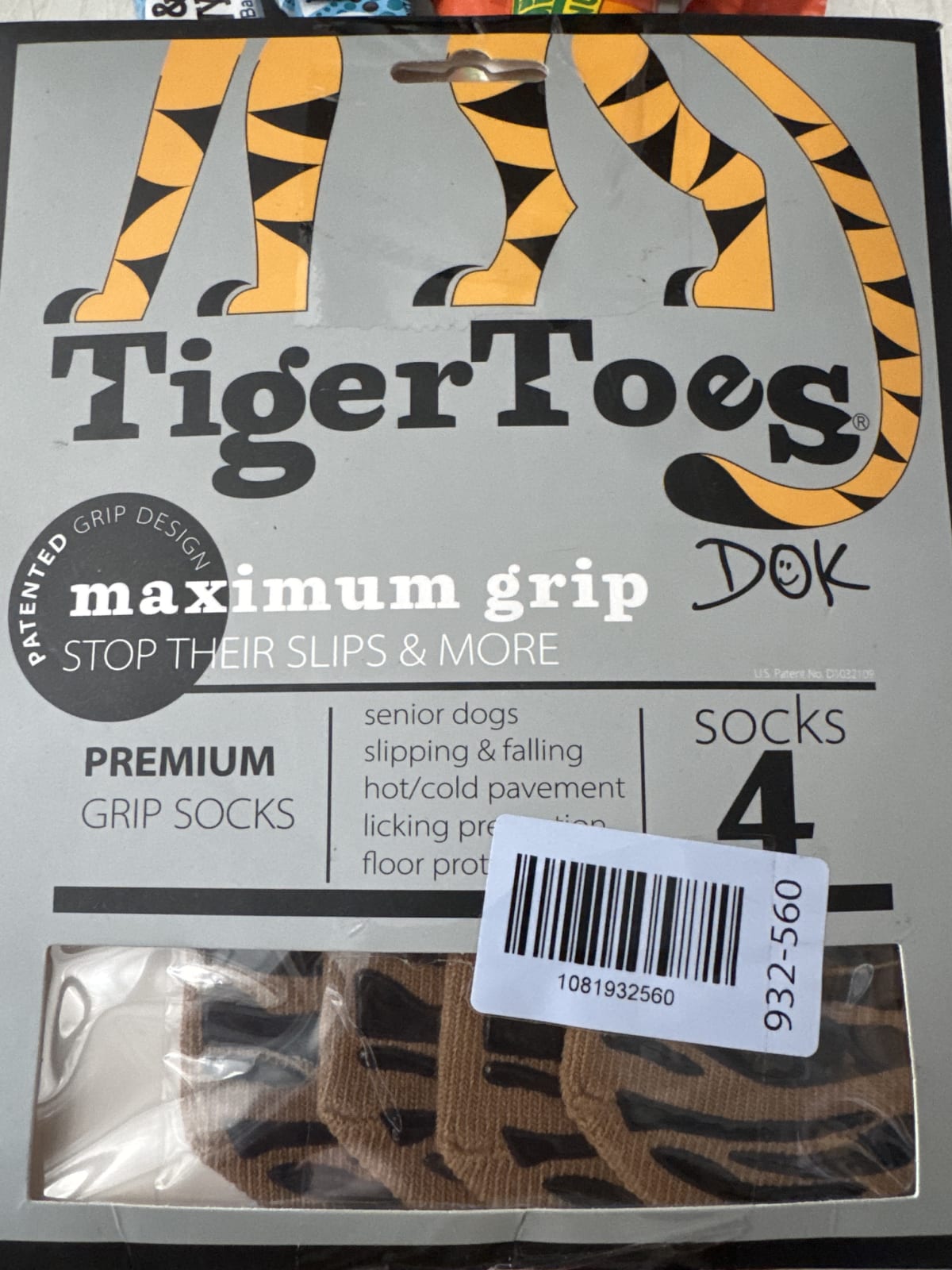 TigerToes Premium Grip Socks for Senior Dogs