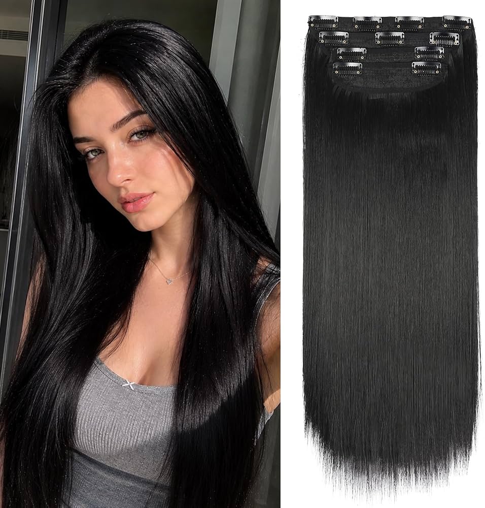 Black Straight 4pcs Thick Hair Extension