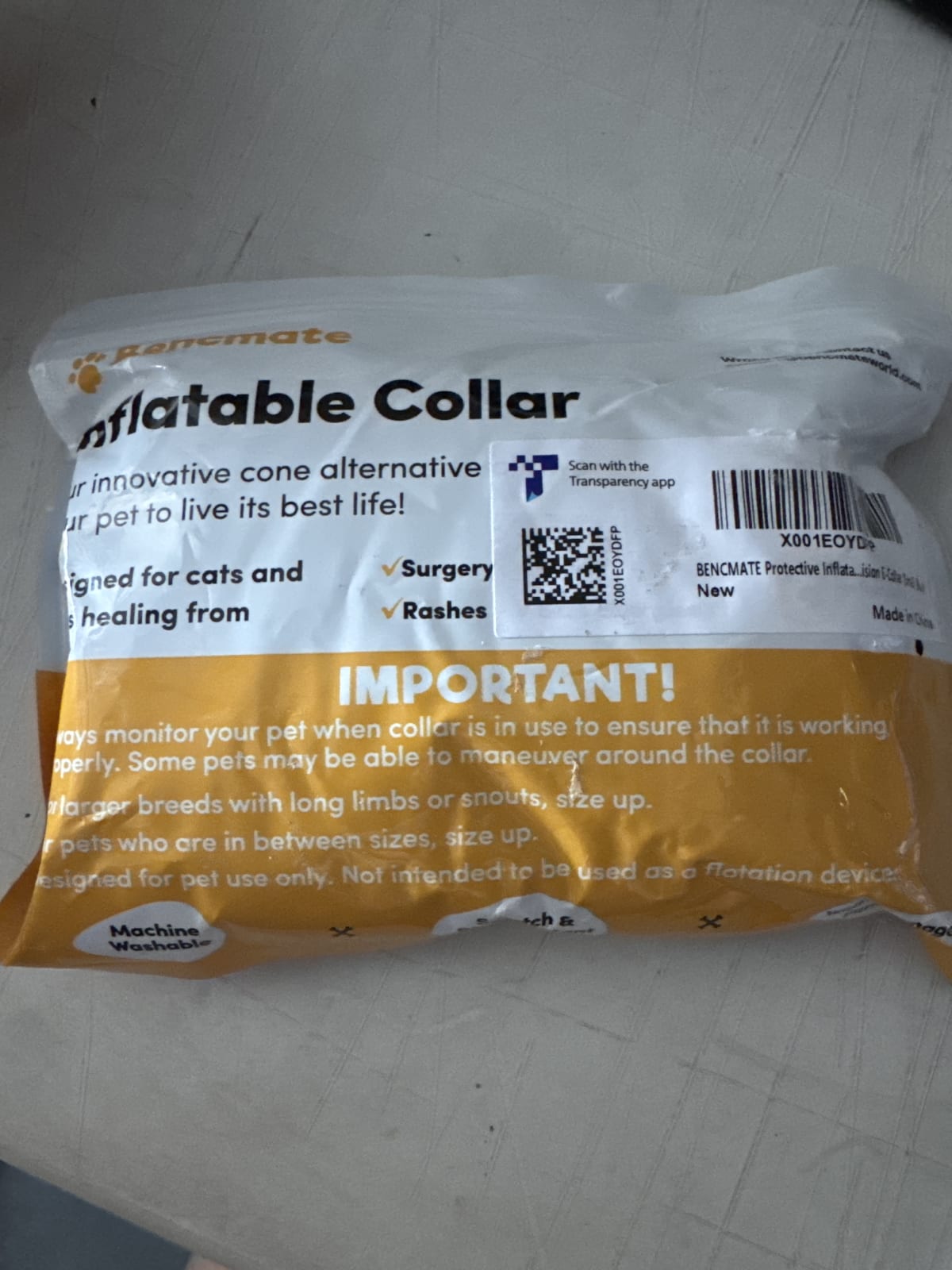 BENCMATE Protective Inflatable Pet Recovery E-Collar – Small (Blue)