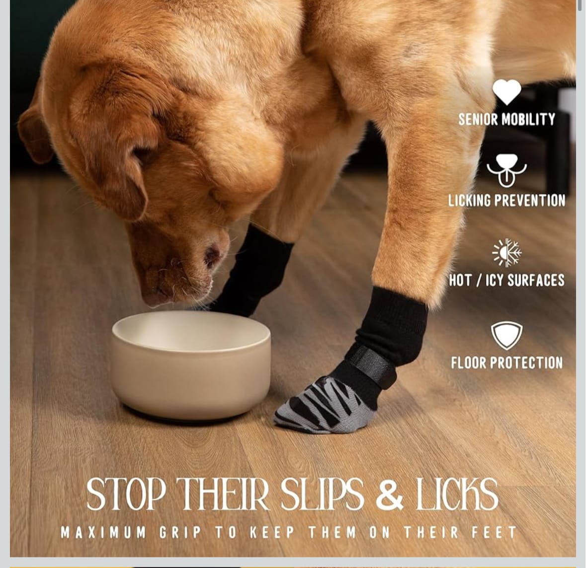 DOK TigerToes Premium Non-Slip Dog Socks for Hardwood Floors - Extra-Thick Grip that Works Even When Twisted - Prevents Licking, Slipping, a