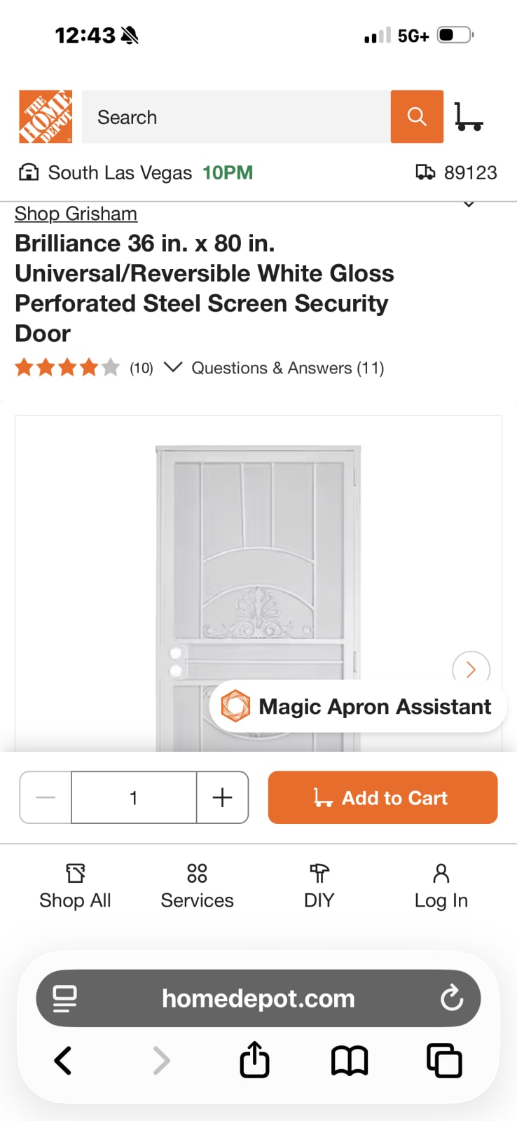 Brilliance 36 in. x 80 in. White Gloss Perforated Steel Security Door