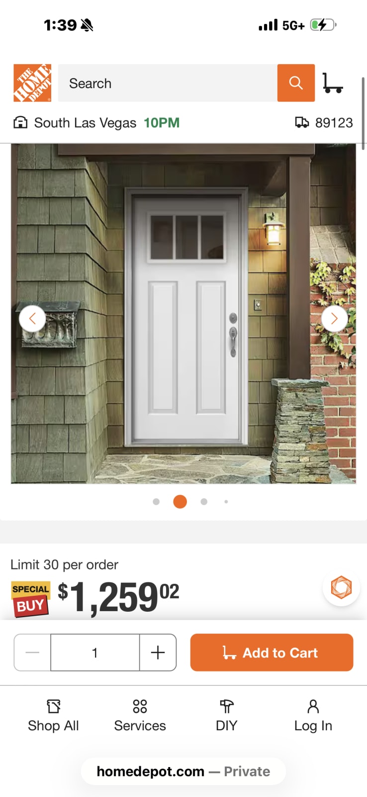 JELD-WEN 36 in. x 80 in. 3 Lite Craftsman White Steel Front Door