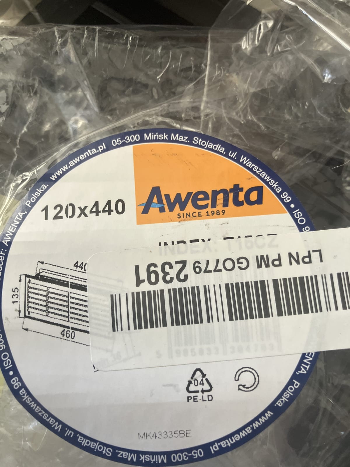 Awenta 120x440 Ventilation Grille