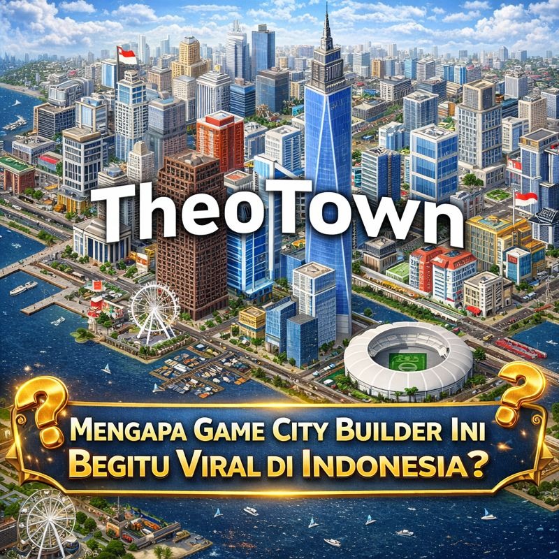Gameplay TheoTown City Builder dengan visual pixel art estetik 2026