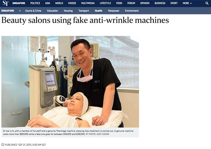 fake wrinkle machine spa singapore