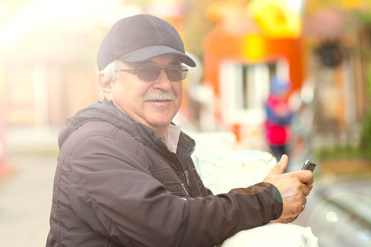 elderly man wearing sunglasses