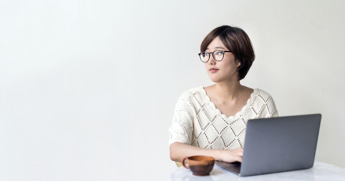 a woman with a laptop