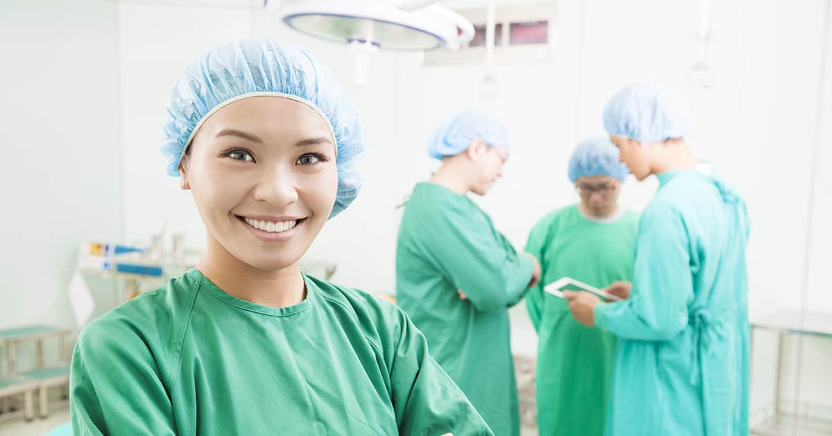 surgical team in an operating theatre