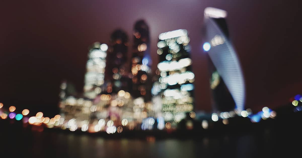 blurred view of a city at night