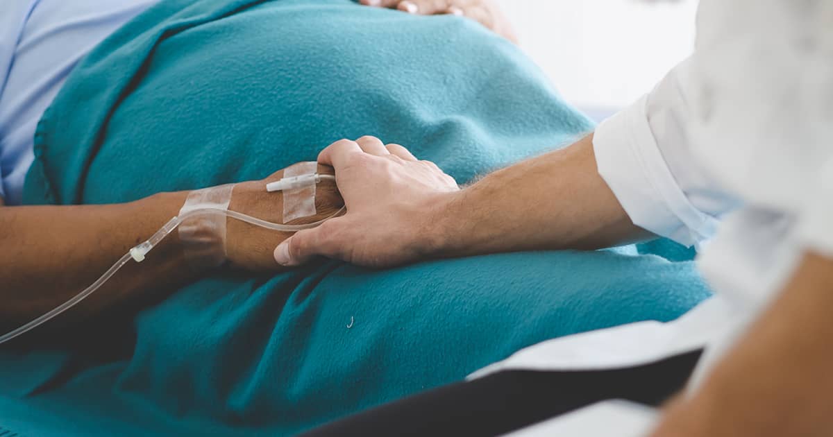 a patient in a hospital bed