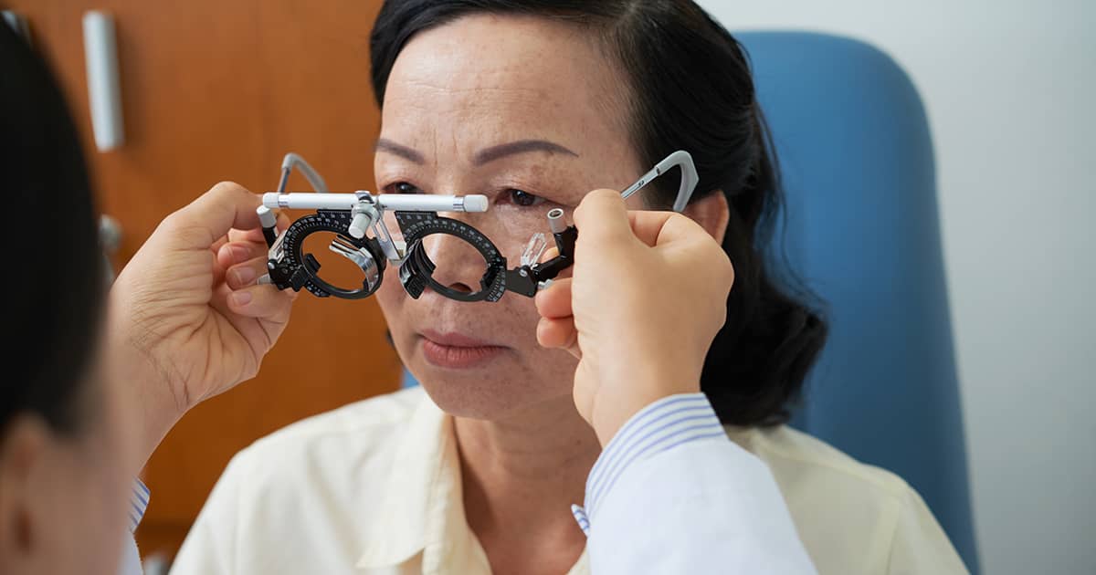 a senior lady having her eyes checked