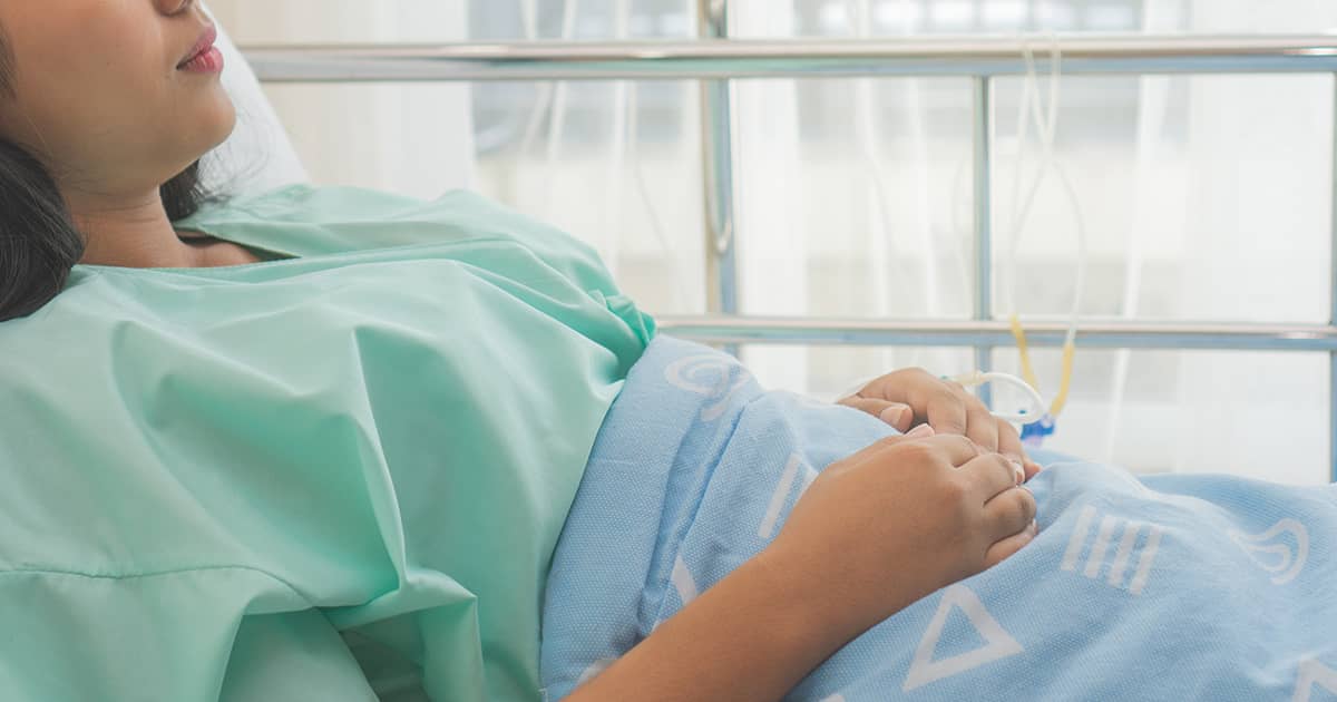 woman resting in hospital