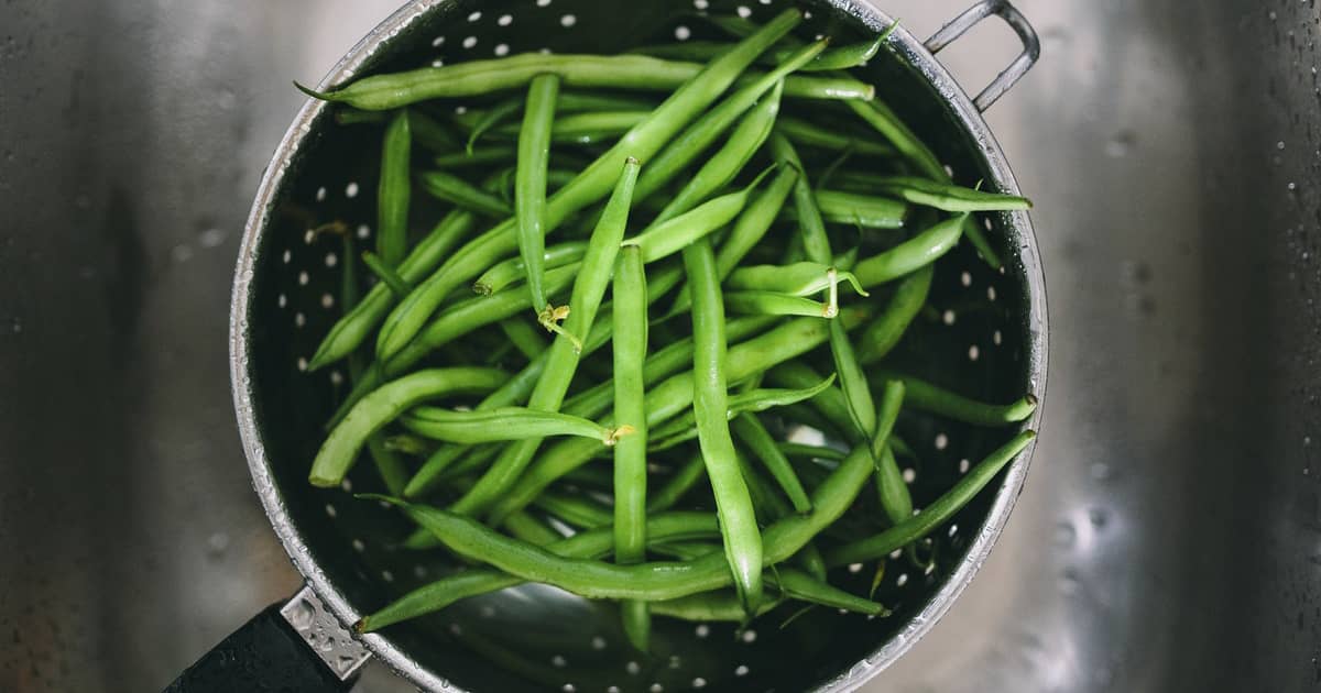 long beans in a pan