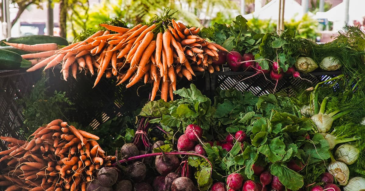 vegetables at a market