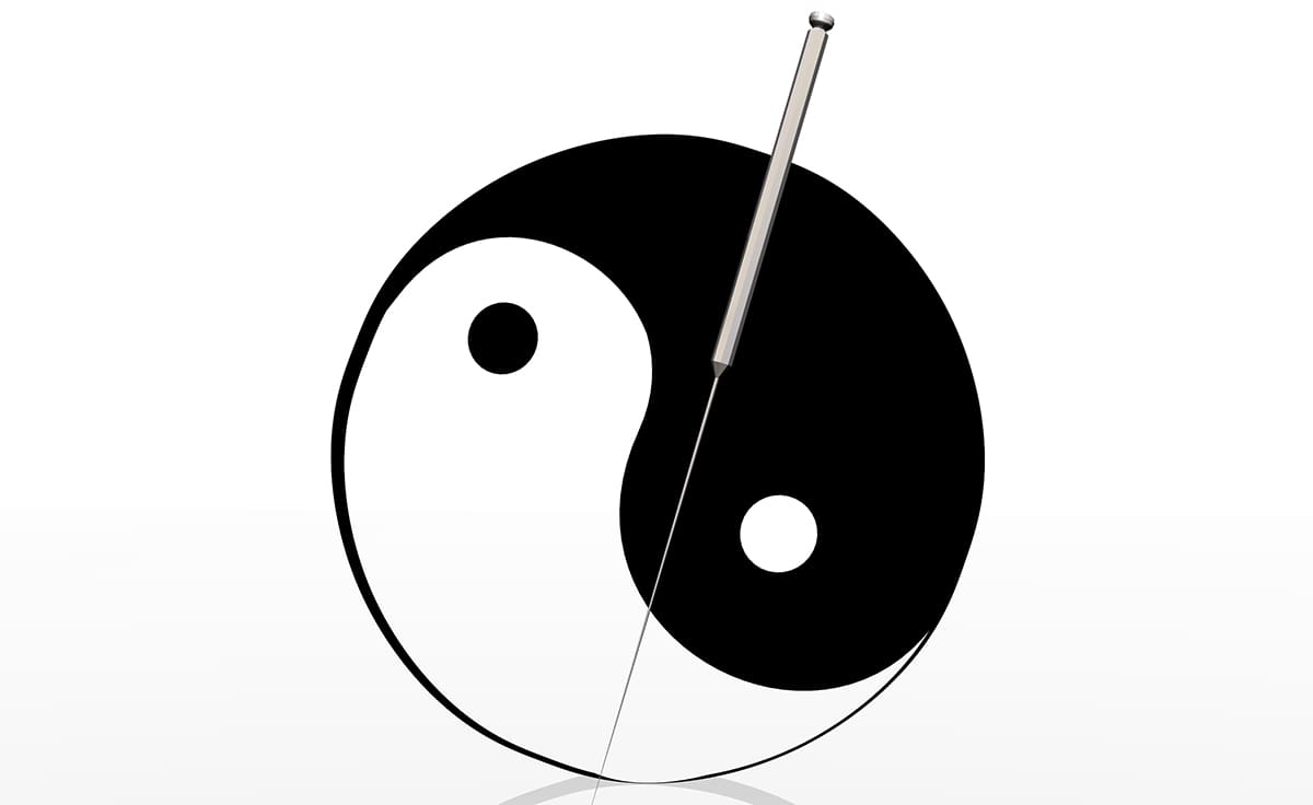 yin and yang illustration with a needle