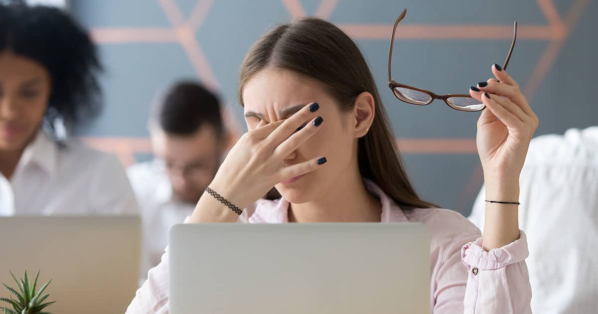 girl having tired eyes