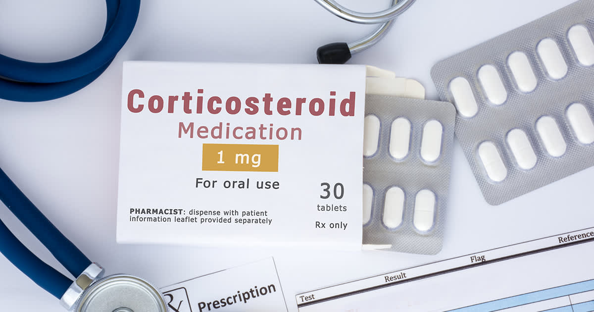 corticosteroid pills on a table