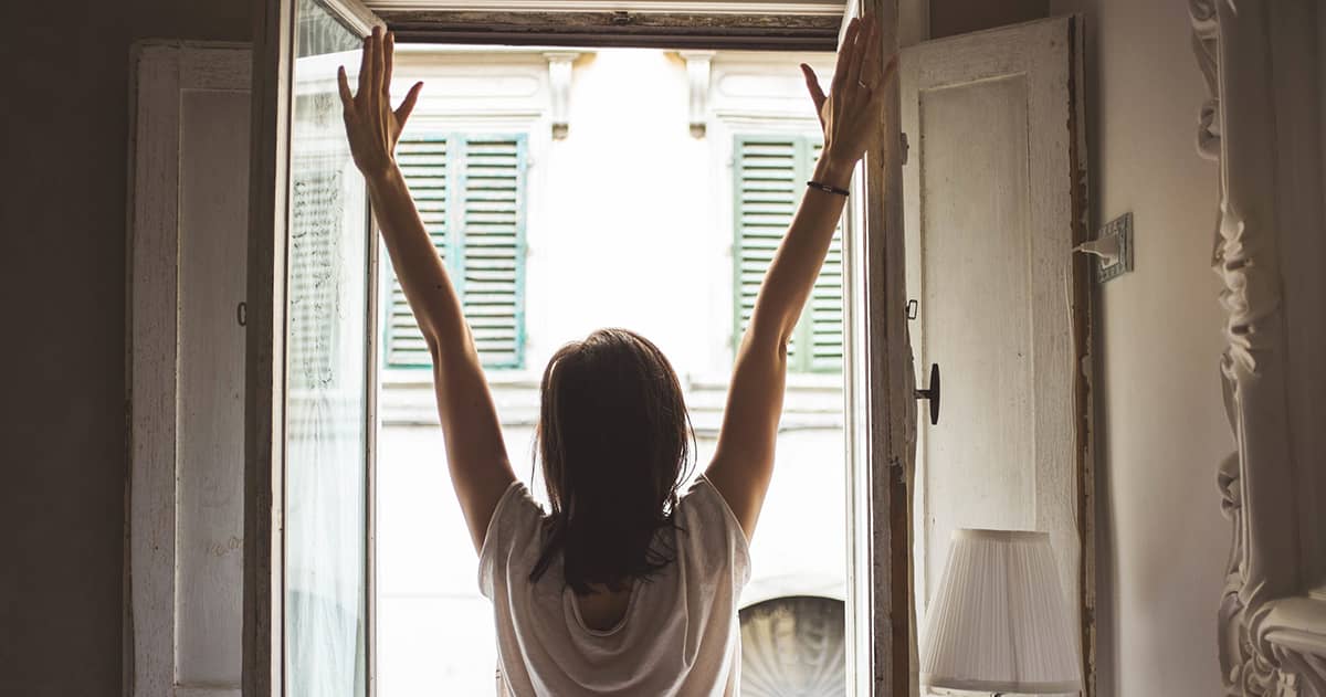 girl looking out of window