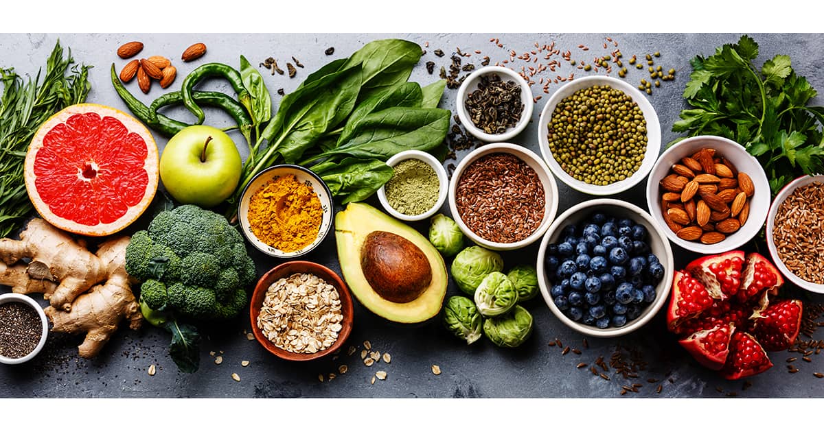 flatlay of fruits and vegetables