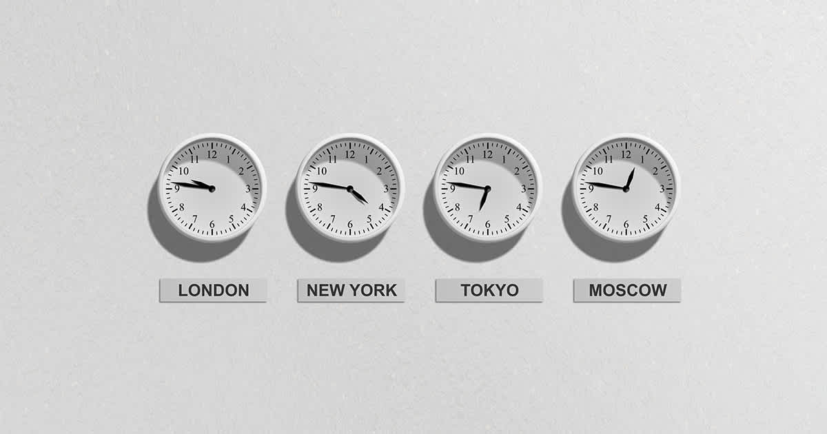 wallclocks showing different timezones