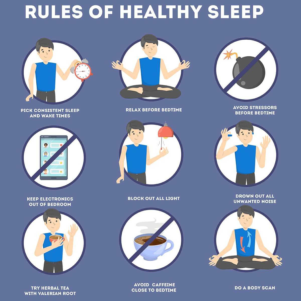 illustration of good and bad sleeping habits