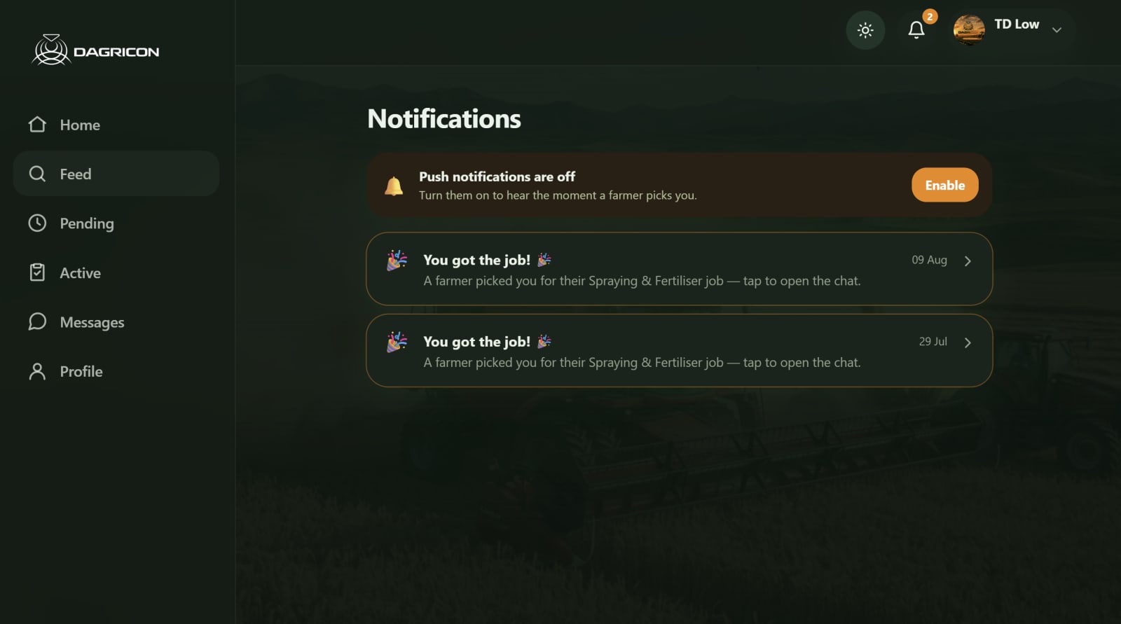 You got the job notification