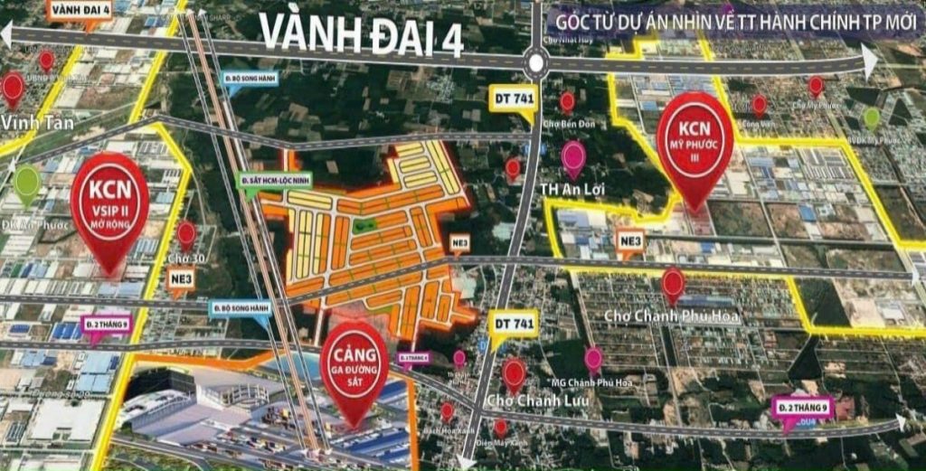Bản đồ khu vực Chánh Phú Hòa gần VSIP 2