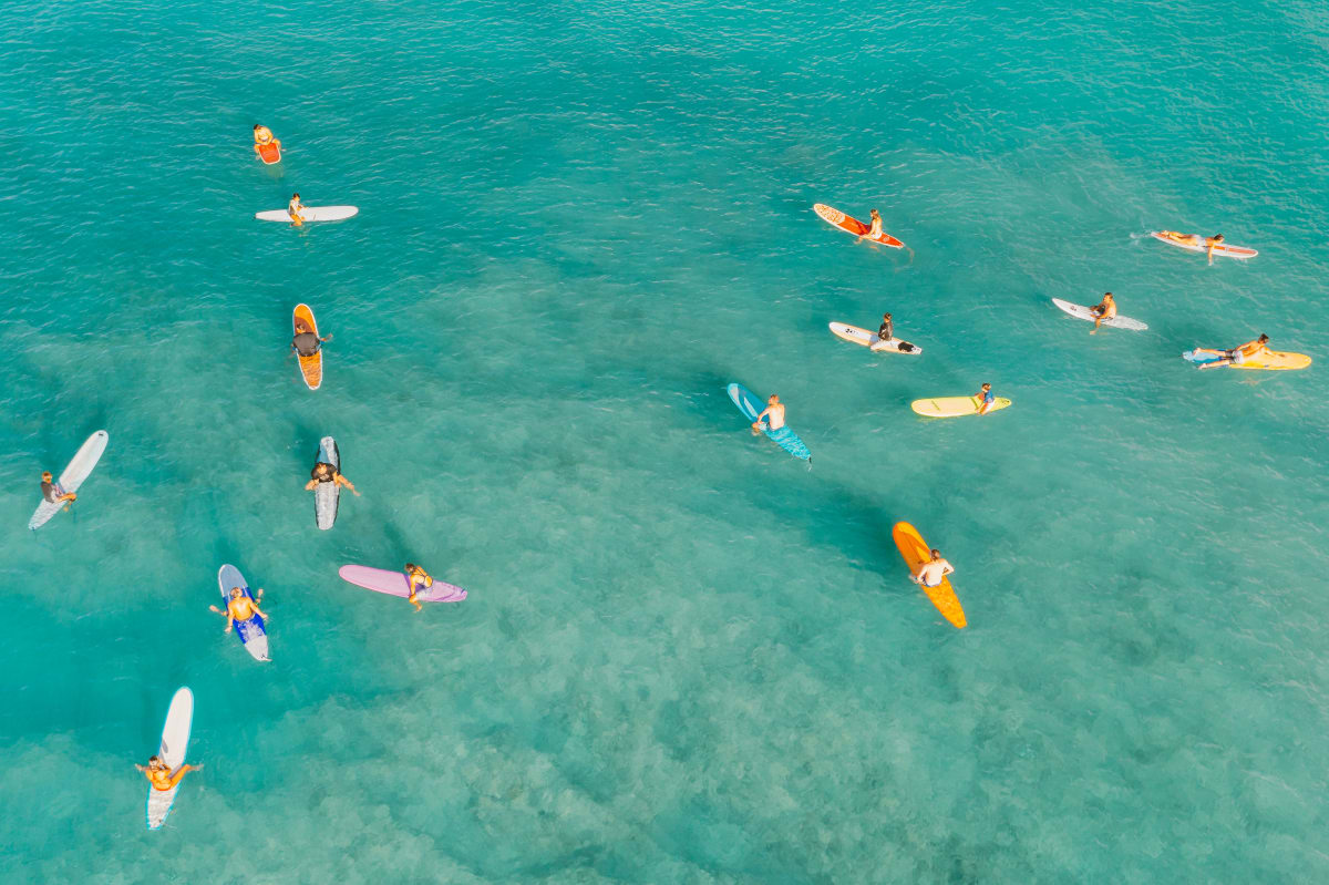 Aerial view of Tulum's Zona Hotelera beach and Caribbean coast from above