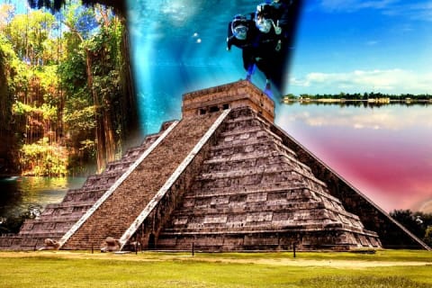 4 best spots in Cancún 1day! CHICHÉN ITZÁ, 2CENOTES, PINK LAKE — photo 1