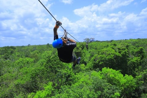 Cenote Jungle Adventure with Zipline circuit, transport & snacks — photo 1