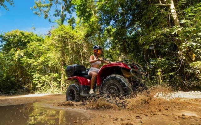 From Playa del Carmen ATV Adventure with Ziplines, Cenote