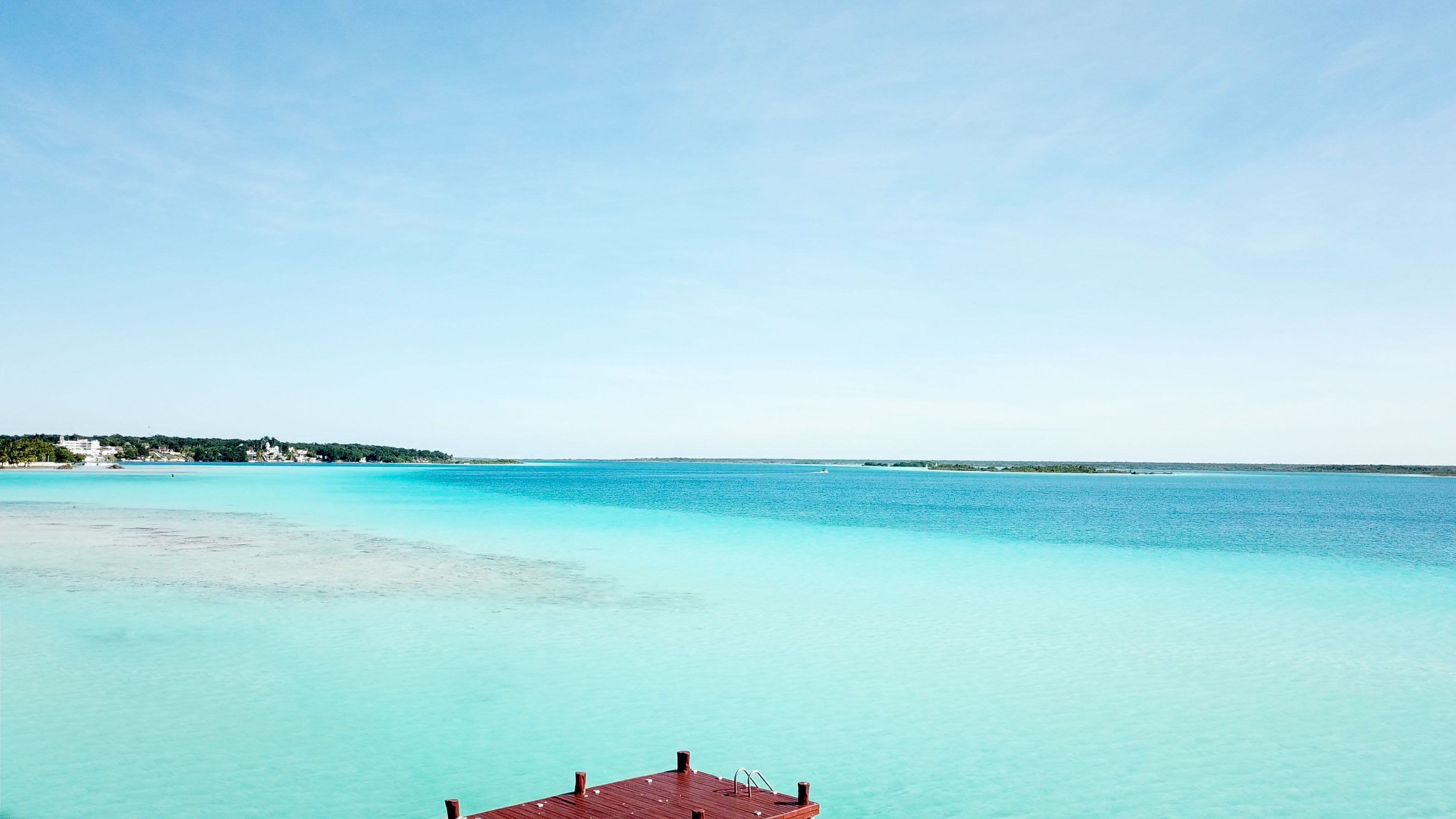 Bacalar lagoon seven colors freshwater lake with turquoise and deep blue water