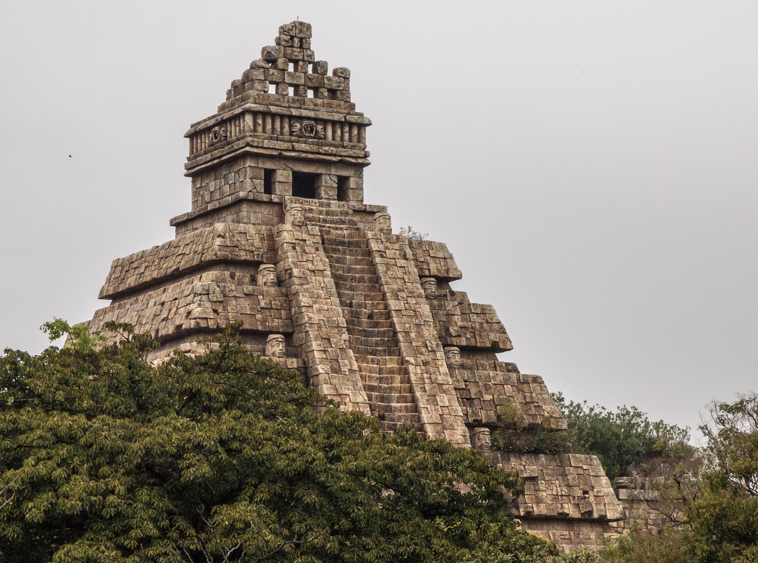Nohoch Mul pyramid at Cobá rising above the jungle canopy in Quintana Roo