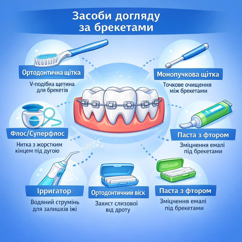 Спеціальні засоби для догляду за брекетами