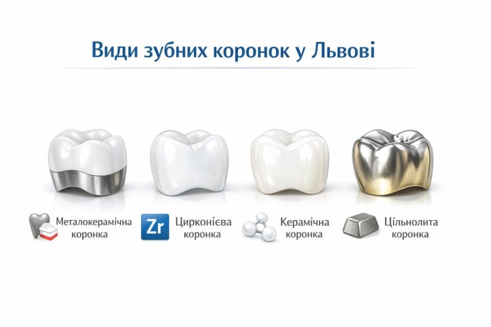Види коронок на зуби Львів — матеріали