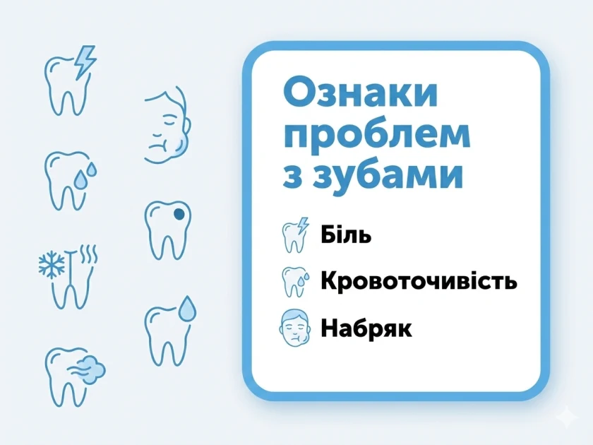 Ознаки проблем з зубами які потребують термінового візиту до стоматолога