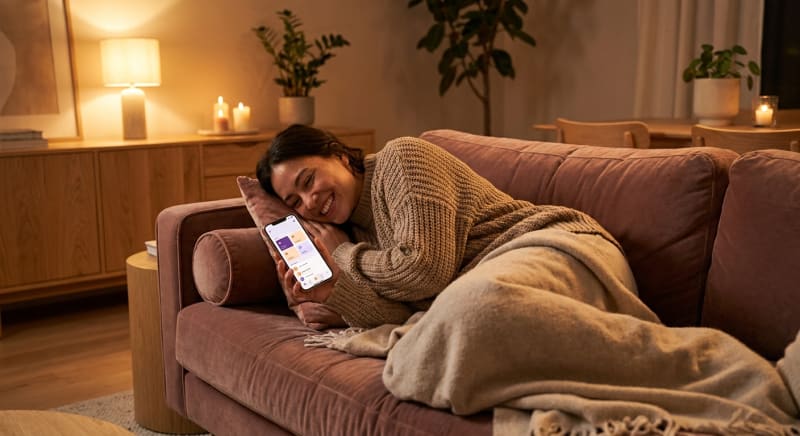 Une wishlist numérique affichant des articles souhaités avec des icônes de cadeaux et une liste à puces.